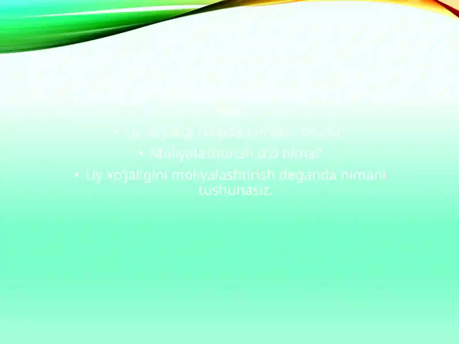 Uy xo’jaligi moliyasi 2