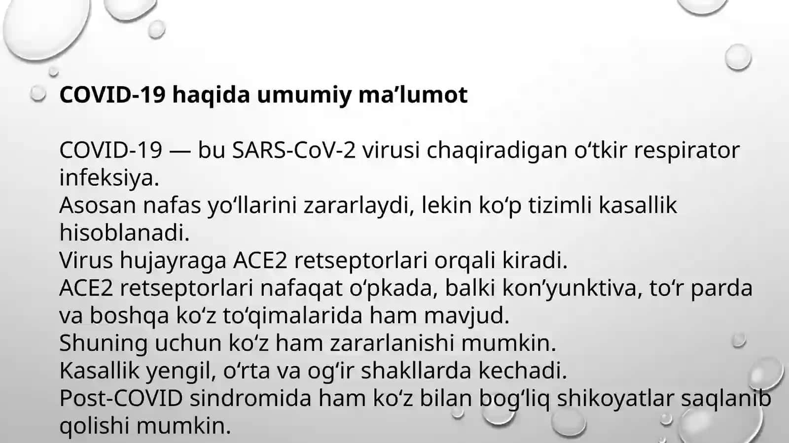 COVID-19 da koʻzdagi oʻzgarishlar 2