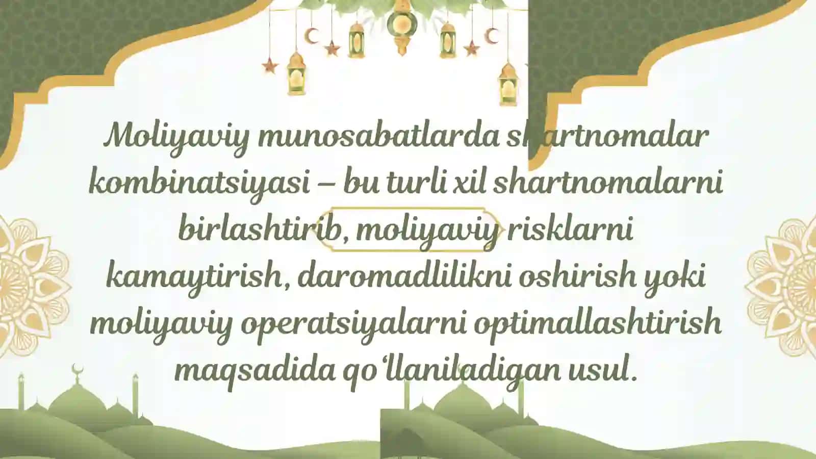 Moliyaviy munosabatlarda shartnomalar kombinatsiyasi 2