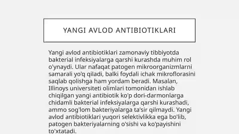 Penitsillinning yangi avlodlari 2