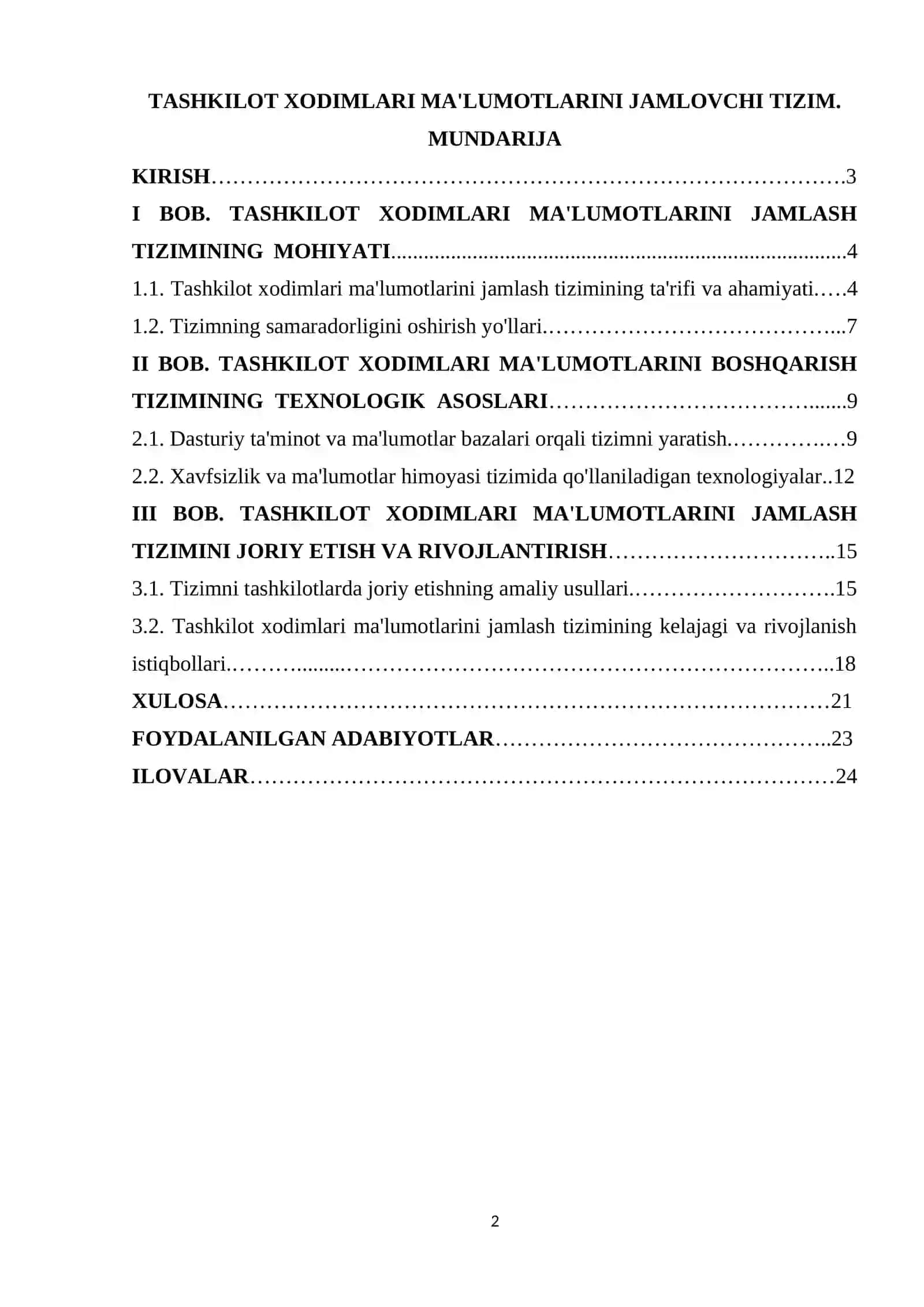 Tashkilot xodimlari ma'lumotlarini jamlovchi tizim 2