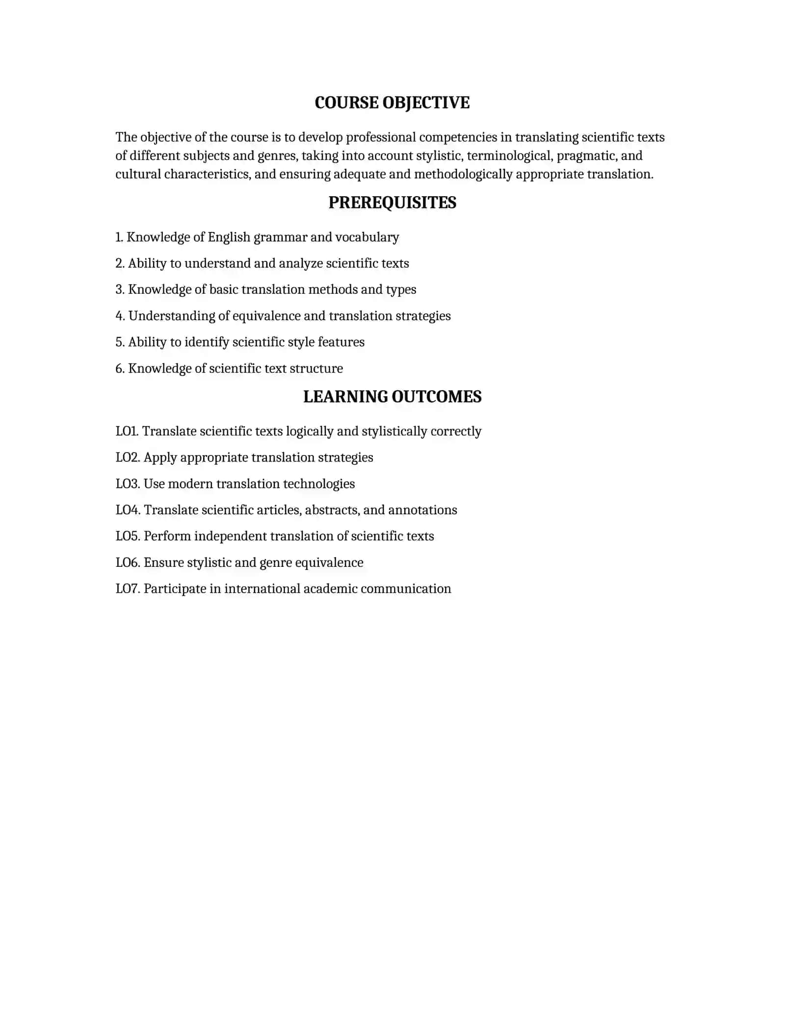 TRANSLATION OF SCIENTIFIC TEXTS 2