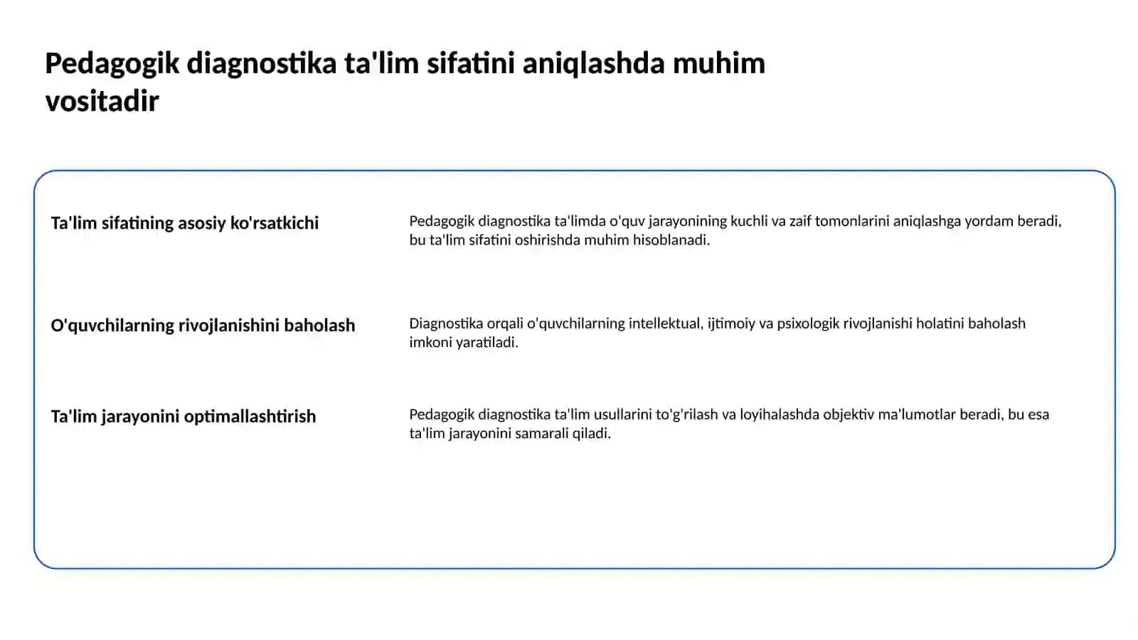 Pedagogik diagnostikaning mazmuni va mohiyati 2