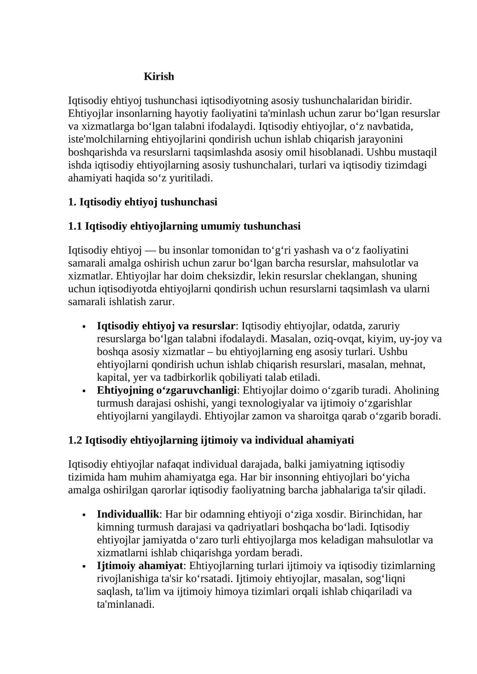 Iqtisodiy ehtiyoj tushunchasi 2