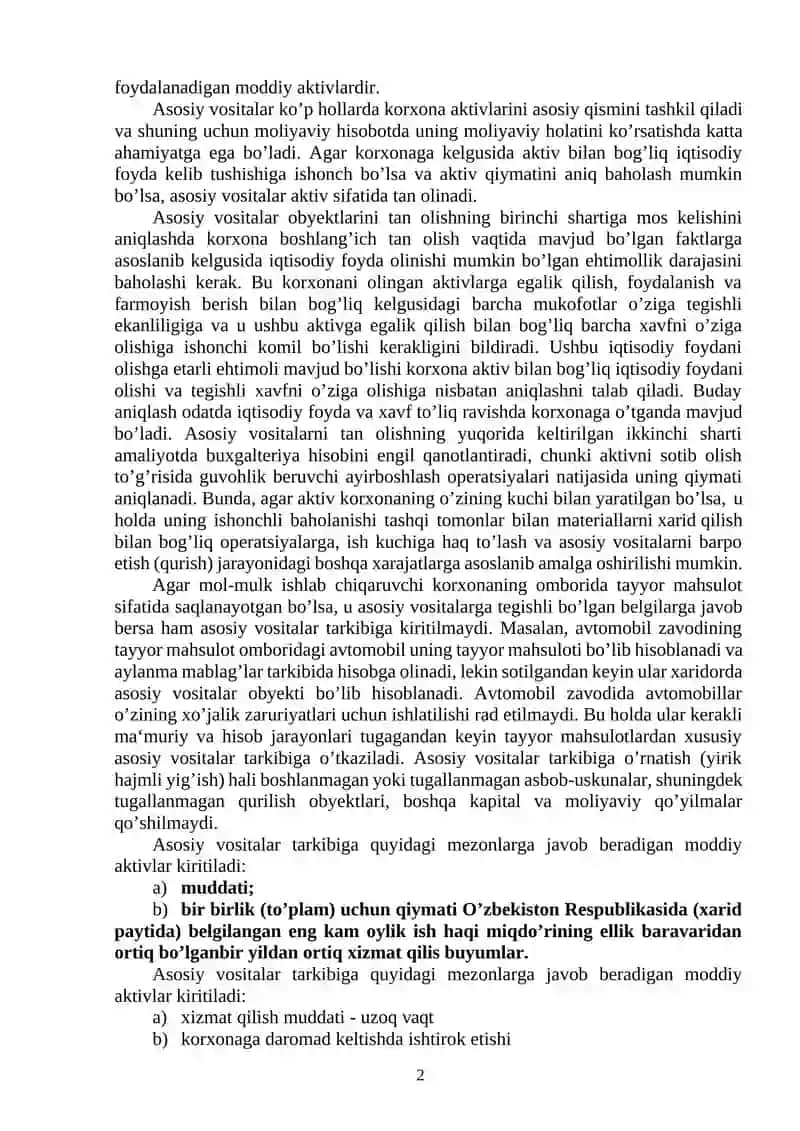 Asosiy vositalar hisobi 2