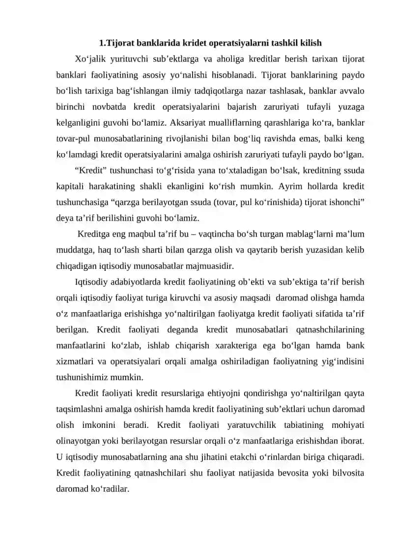 BANKLARDA KRIDET OPERATSIYALARNING BUXGALTERIYA XISOBI 2