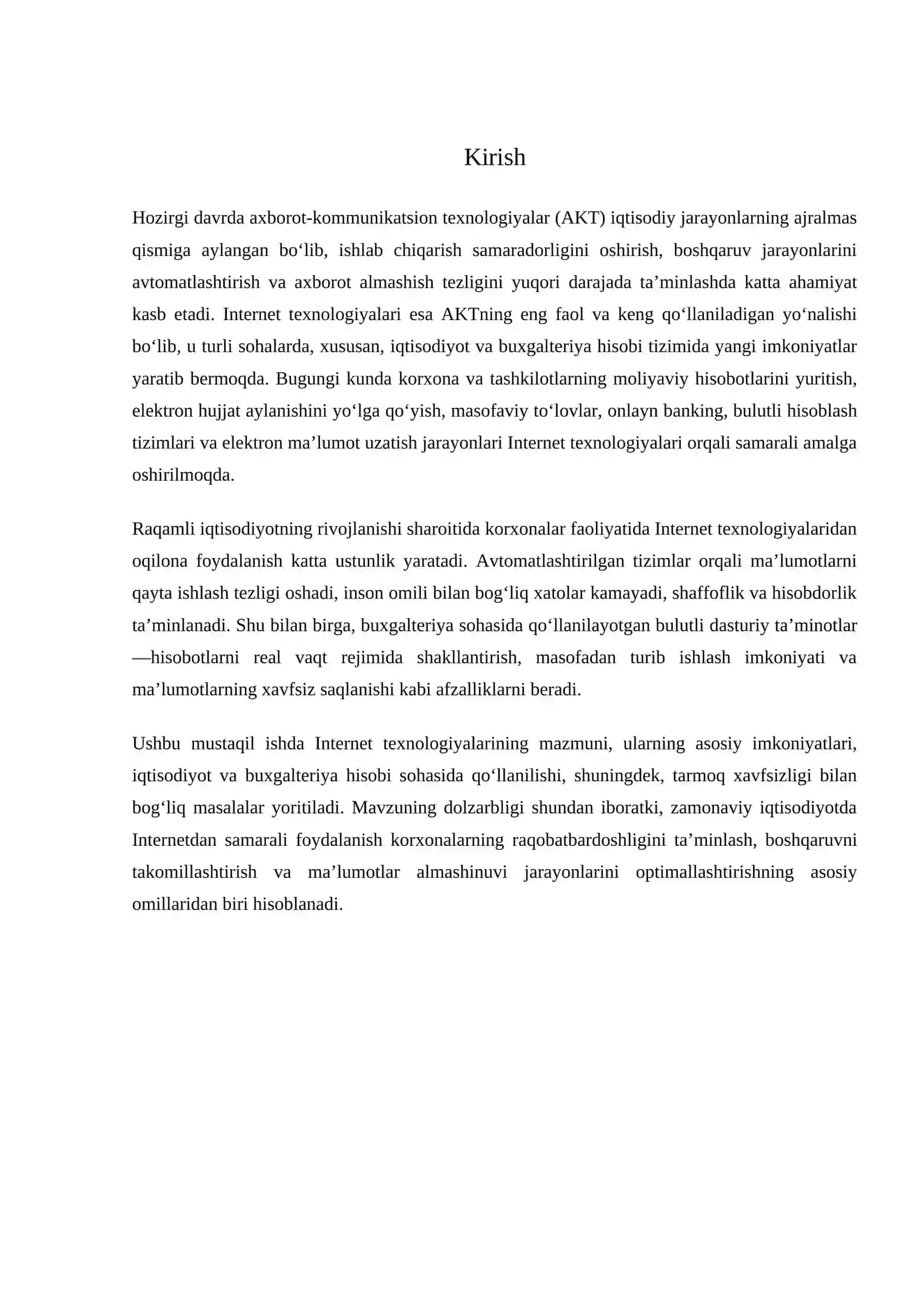 Internet texnologiyalardan foydalanish 2