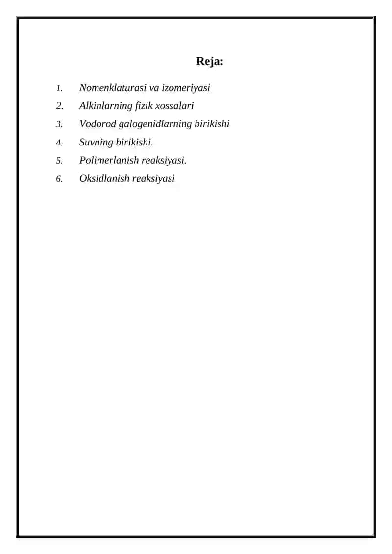 Alkinlar (asetilen uglevodorodlar) 2