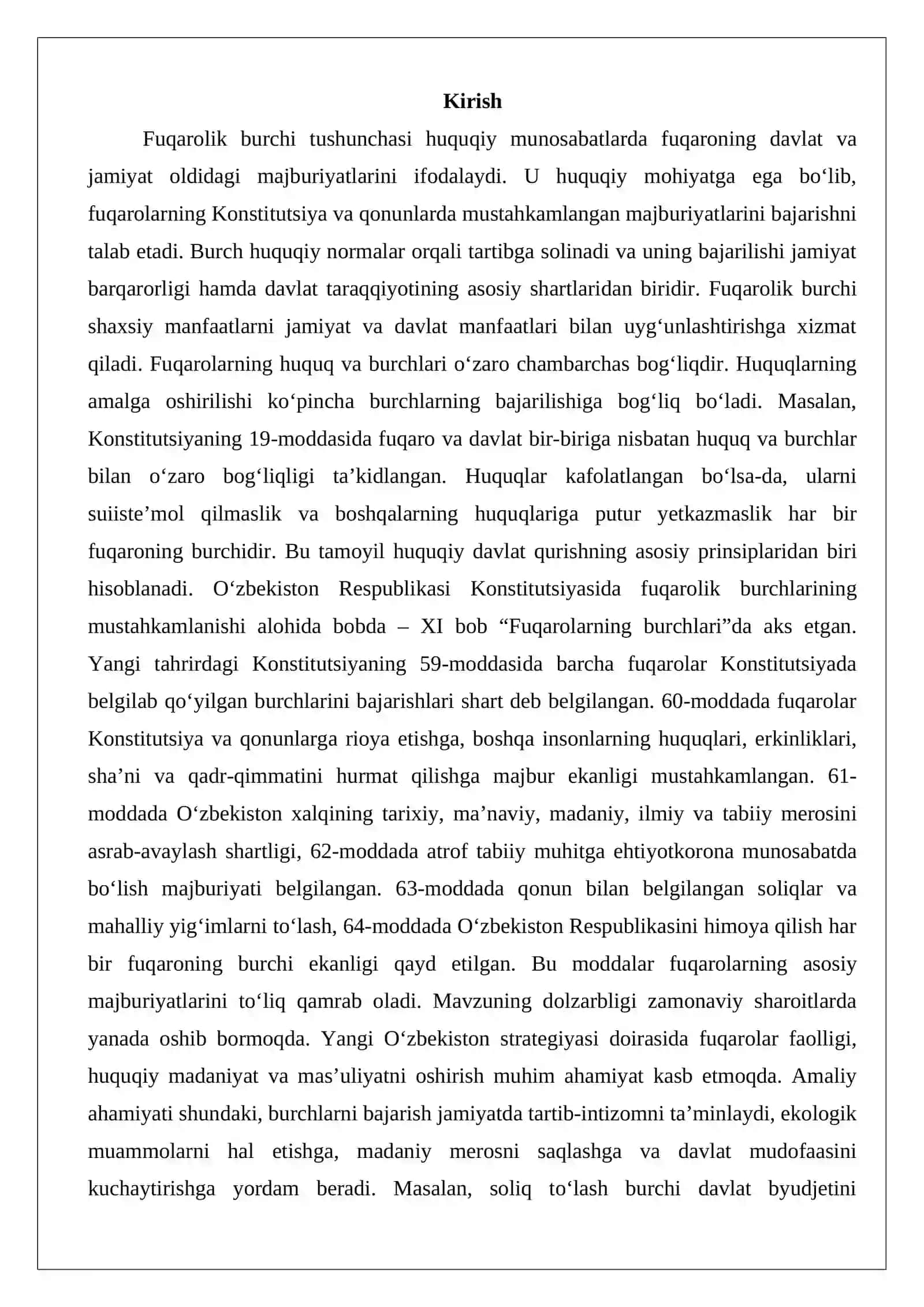 O‘zbekiston Respublikasi Konstitutsiyasida belgilangan fuqarolarning burchlari 2