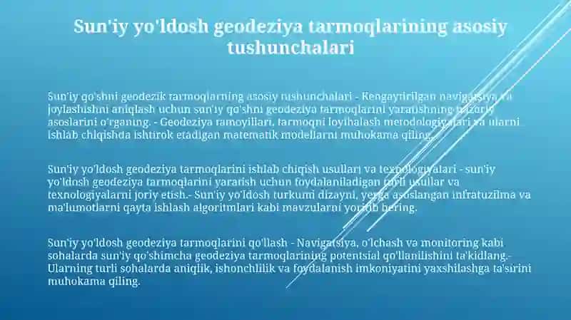 Sun'iy qo'shni geodezik tarmoqlar 2
