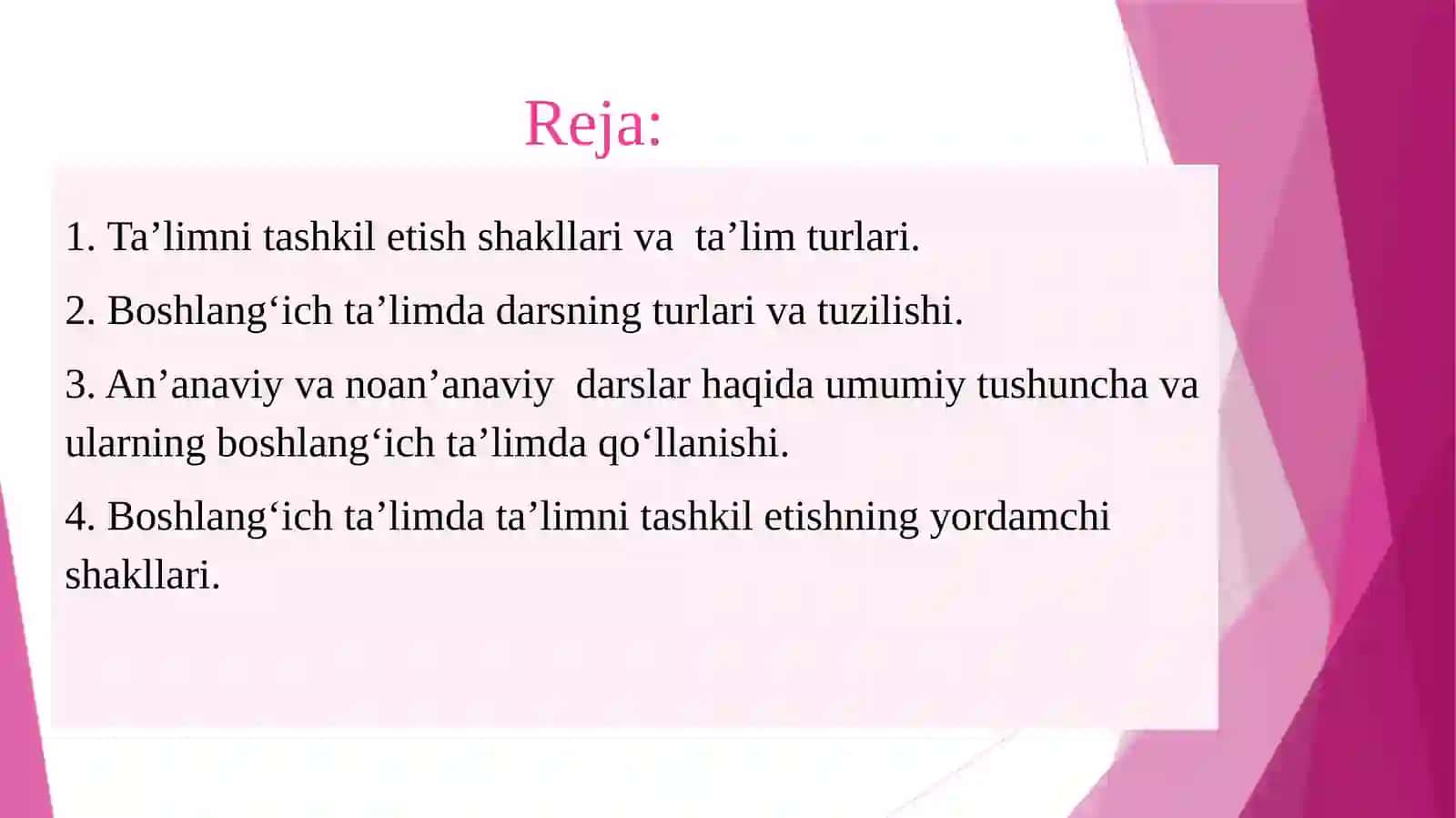 Boshlang‘ichta’limpedagogikasi. 6-mavzu 2