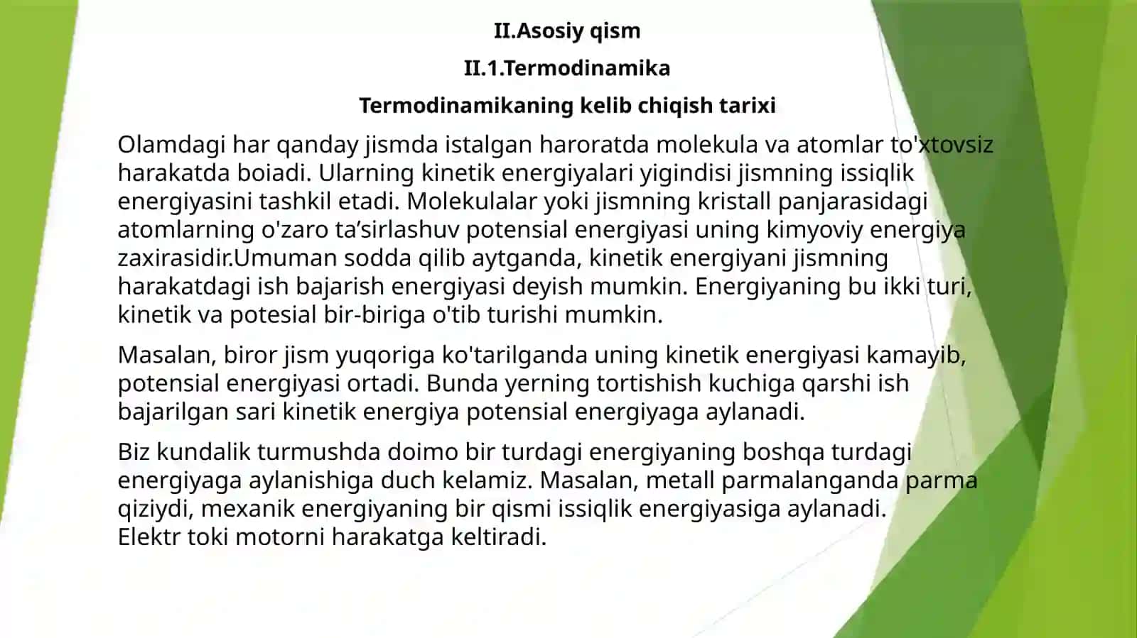 Termodinamikaning 1-qonuni 2
