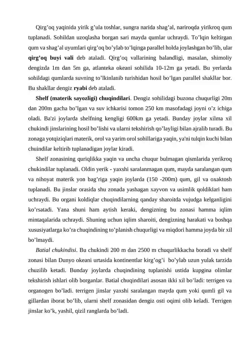 DENGIZ, KO’L VA BOTQOQLIKLARNING GEOLOGIK ISHI 2