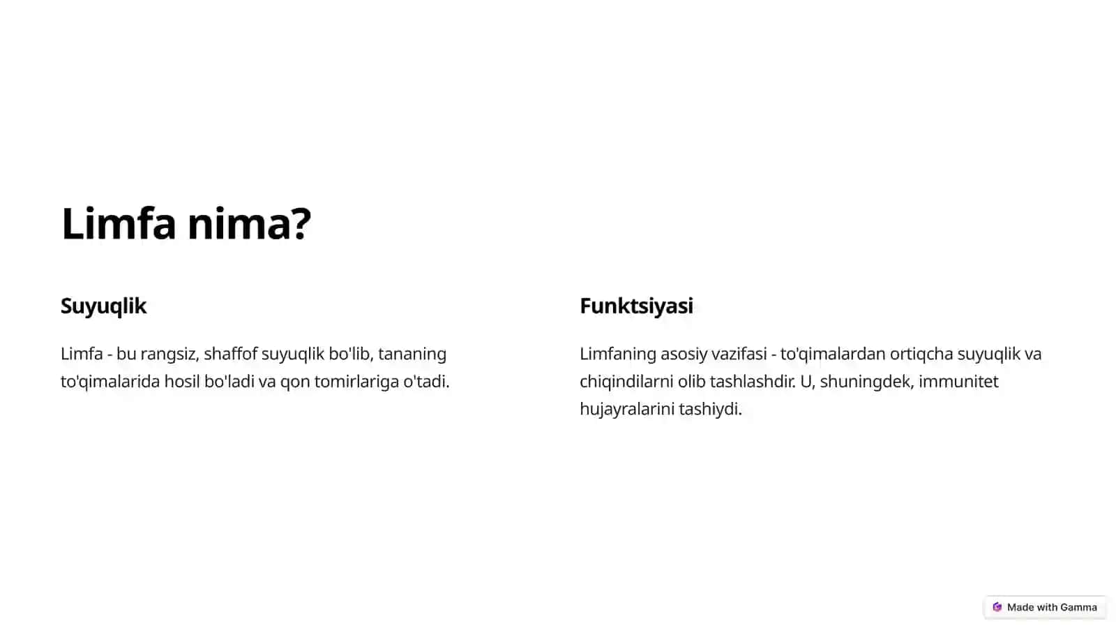 Limfa Tizimi Tananing Himoya Qal'asi 2