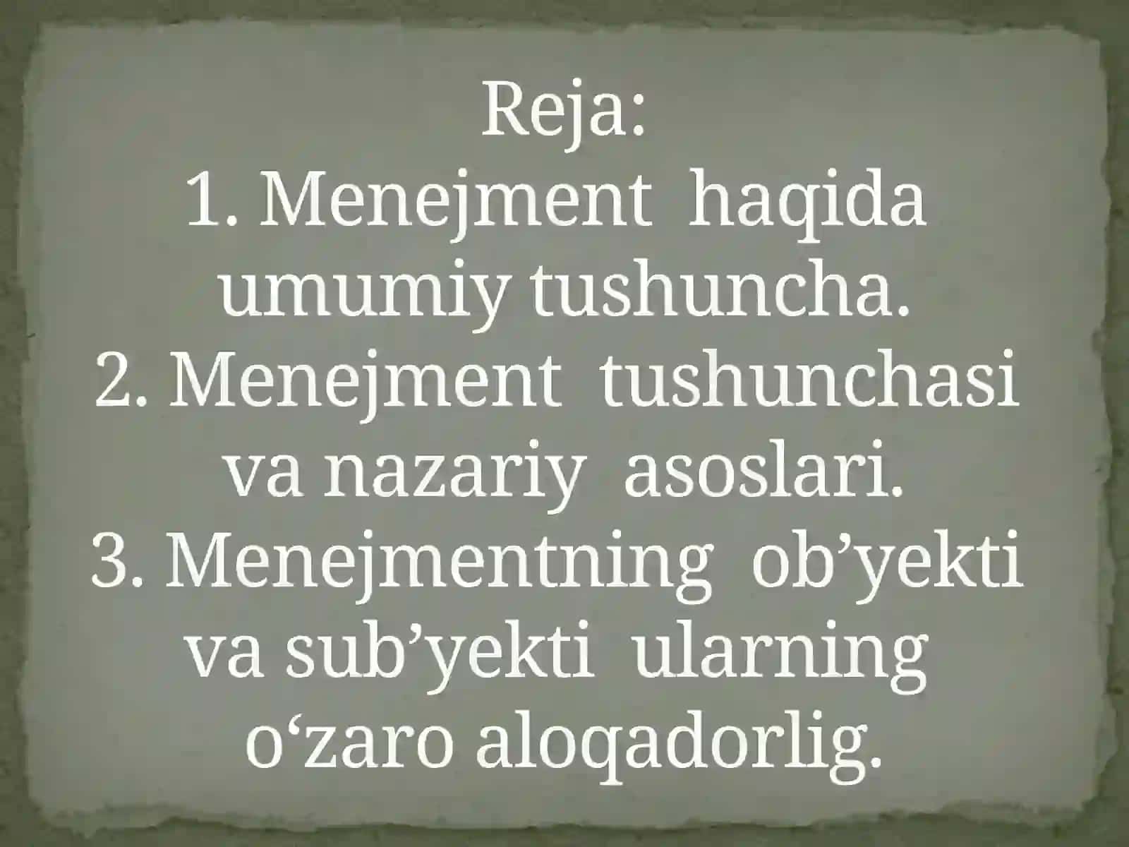 Menejment nazariyasi asoslari 2
