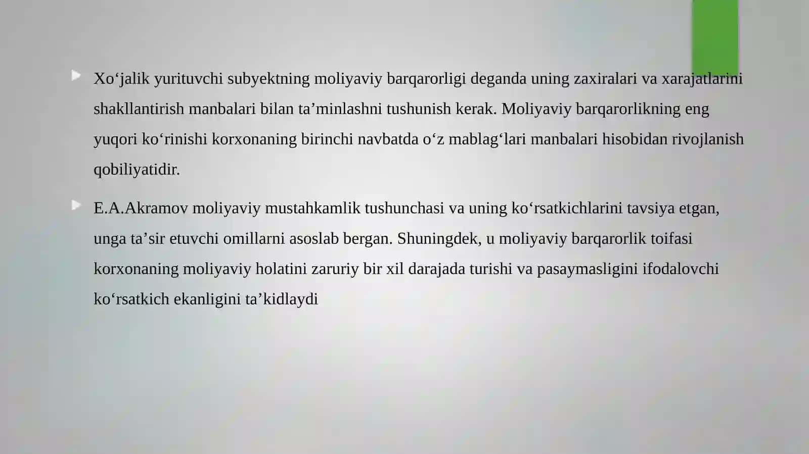 Moliyaviy barqarorlik 2