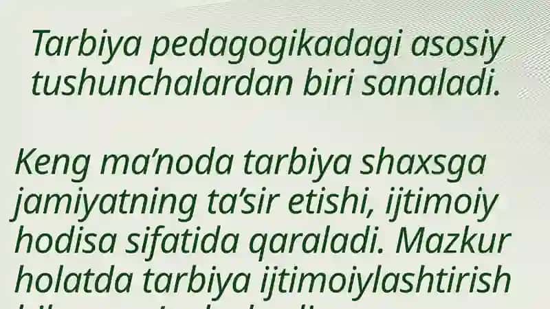 Tarbiya nazariyasi 2