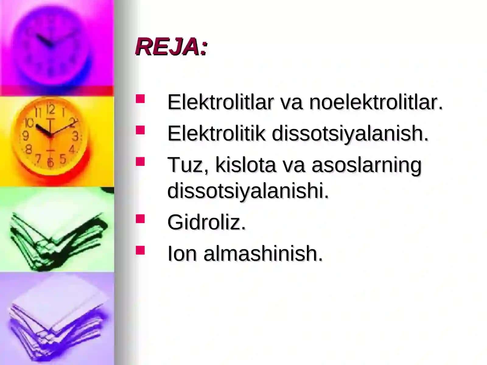 Gidroliz jarayoni. Ion almashinish reaksiyalari 2