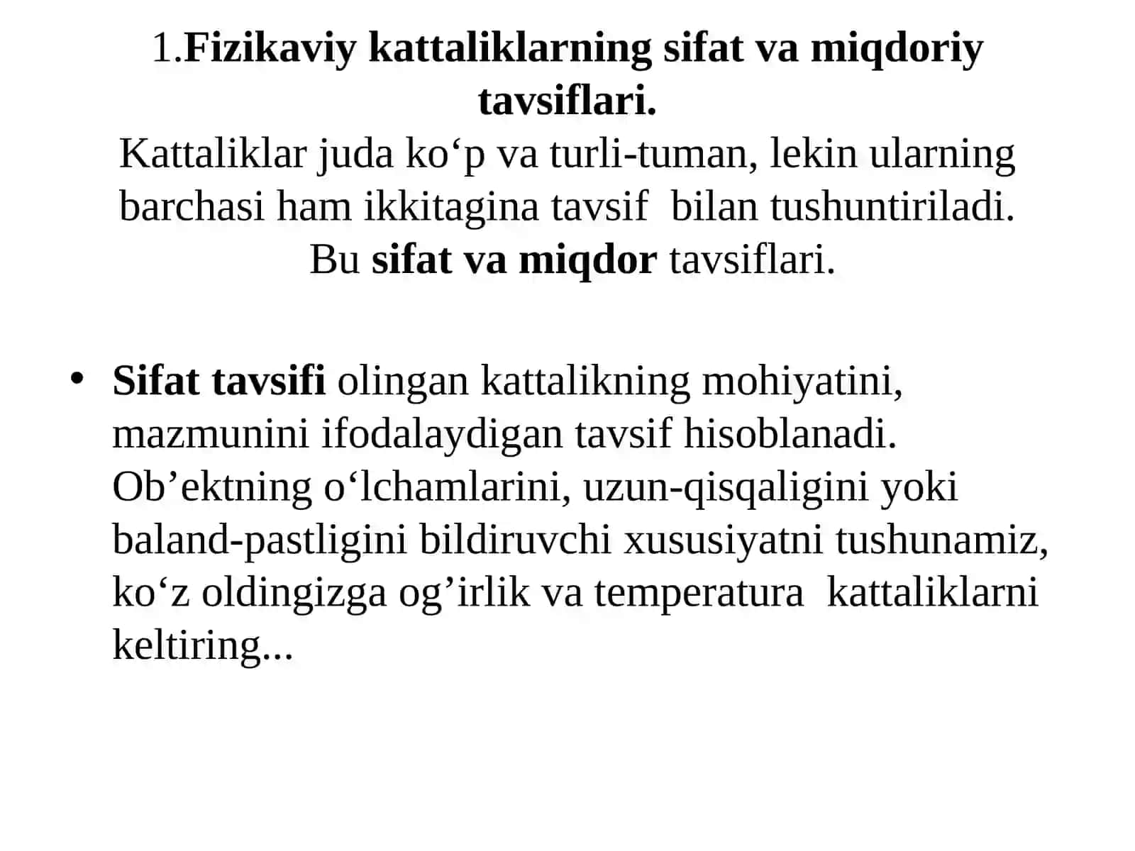 FIZIKAVIY KATTALIKLAR 2