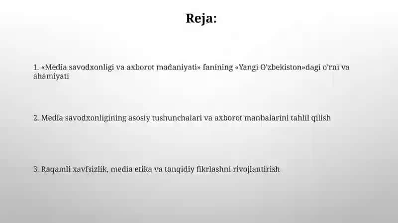 Media savodxonligi va axborot madaniyati 2