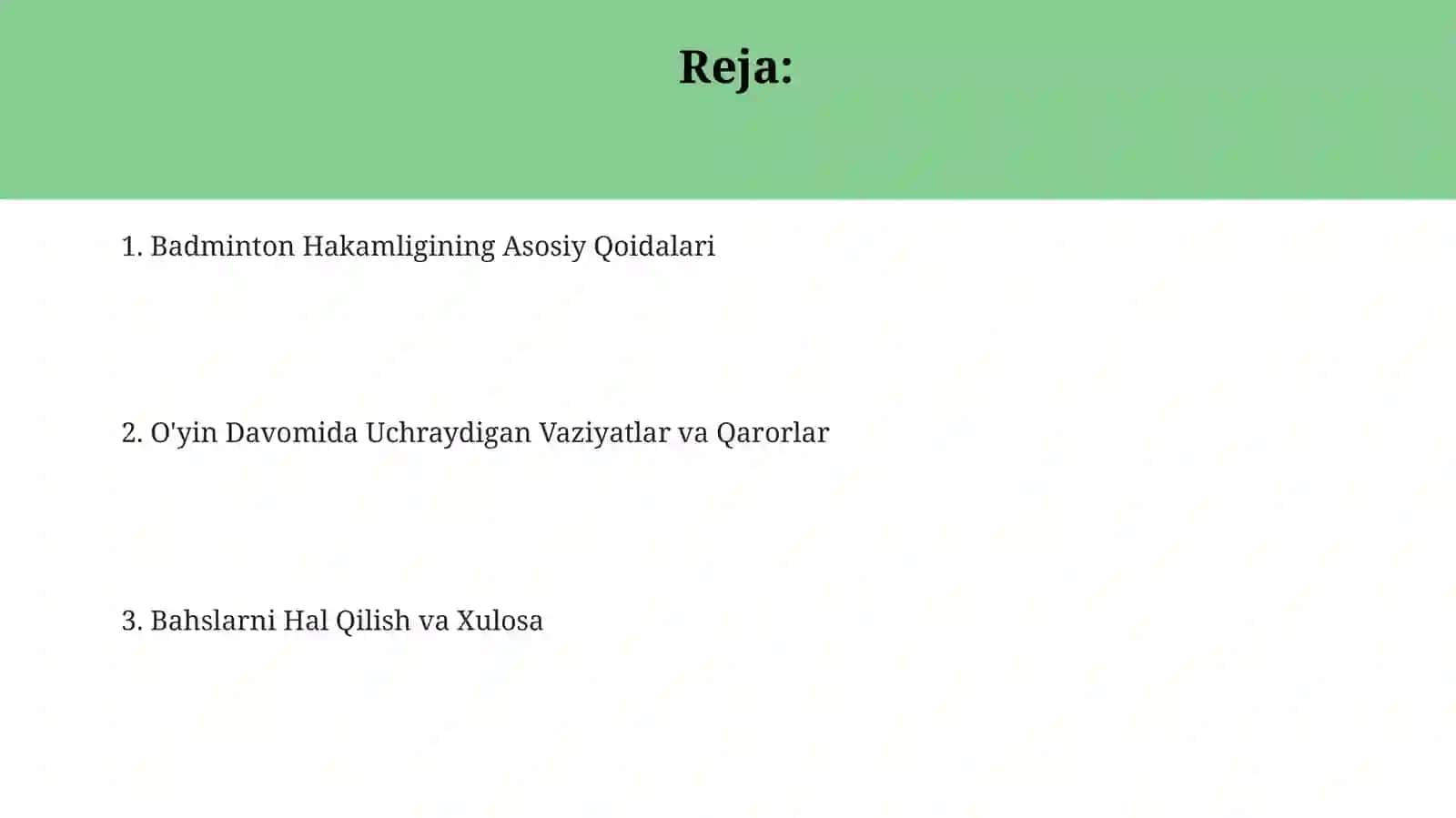 Badminton Hakamligining Asosiy Qoidalari 2
