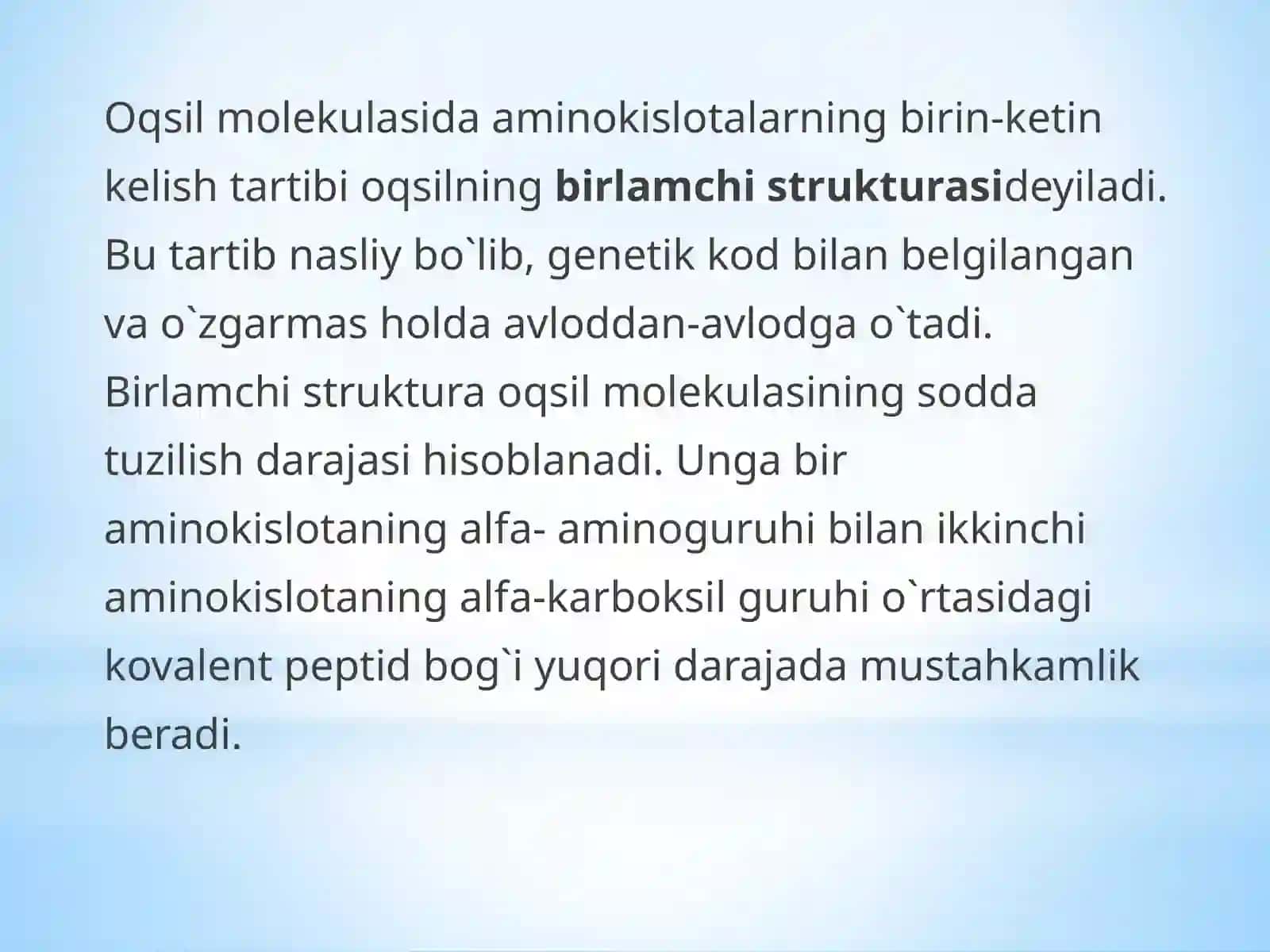 Oqsillarning tuzilish darajalari 2