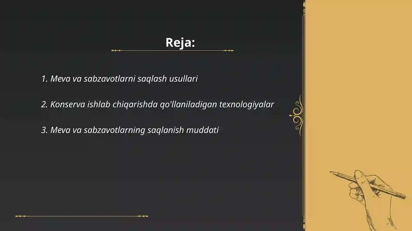 Meva va sabzavotlarni konservalash xomashyolari 2