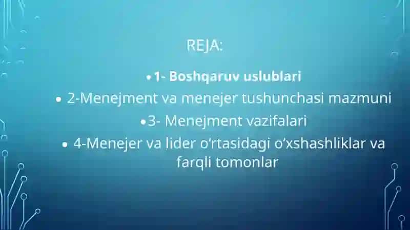 BOSHQARUV VA YETAKCHILIK 2