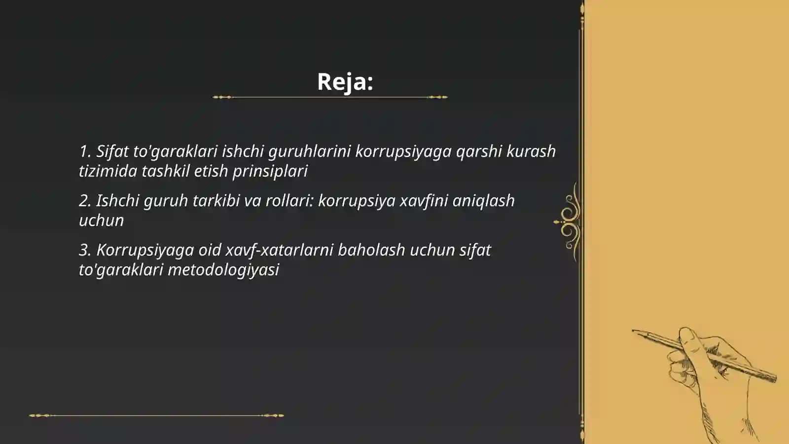 Sifat to'garaklari ishchi guruhlari 2