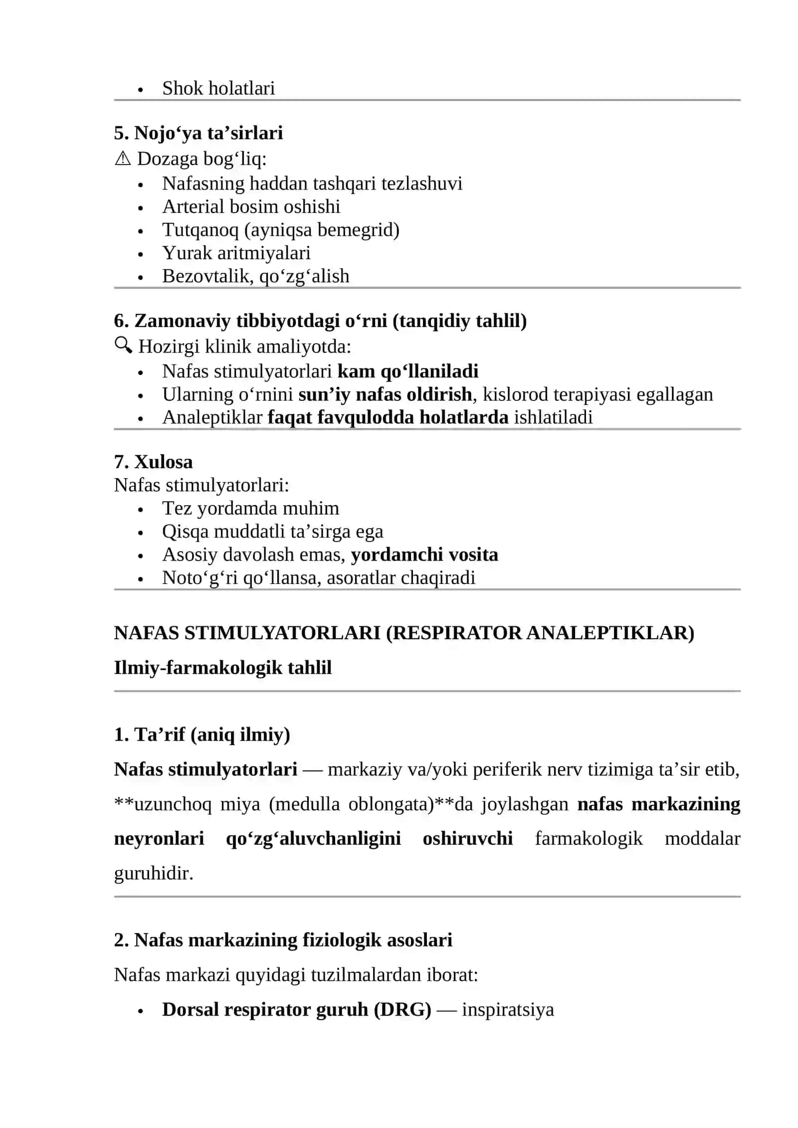 NAFAS STIMULYATORLARI (RESPIRATOR ANALEPTIKLAR) TAHLILI 2