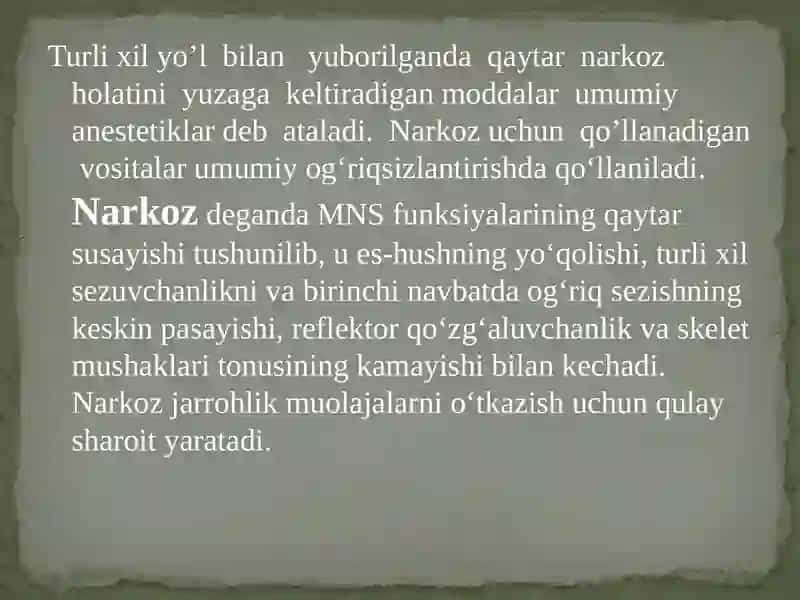 Narkoz vositalari 2