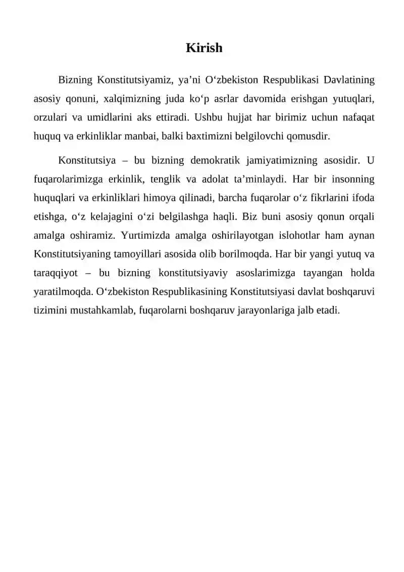 O'zbekiston Respublikasi Konstitutsiyasi yaratilish tarixi 2