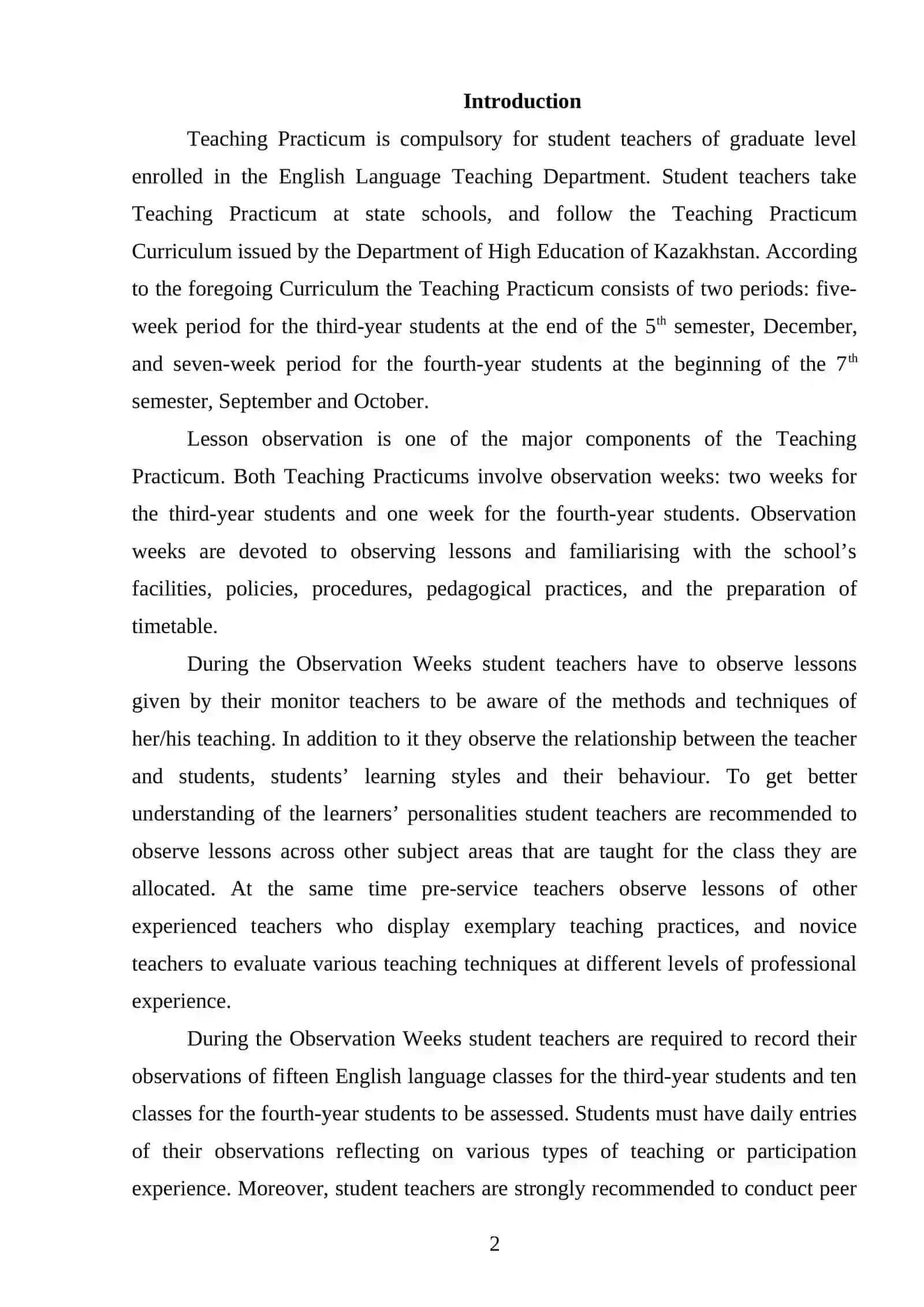 CLASSROOM OBSERVATION IN TEACHING PRACTICE 2
