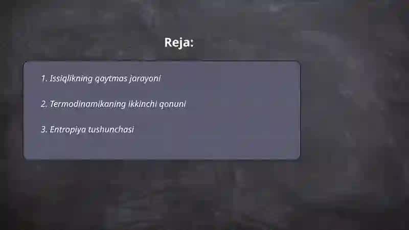 Issiqlikning qaytmas jarayoni 2
