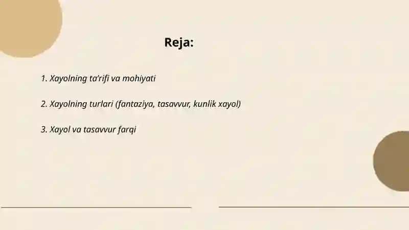Xayol haqida tushuncha 2