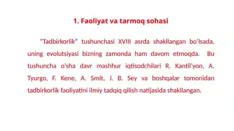 Tadbirkorlik sohasi 2