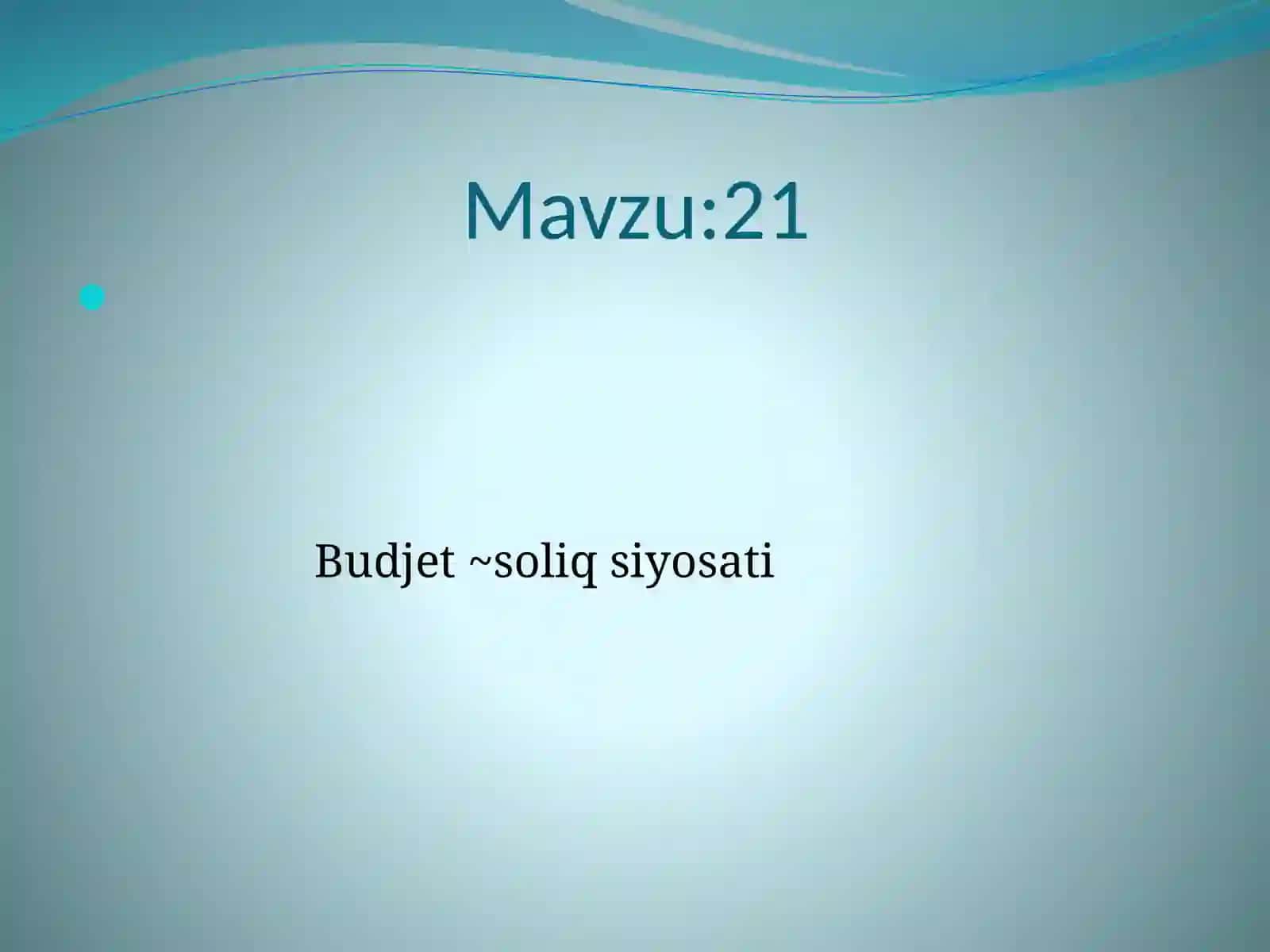 Budjet ~soliq siyosati 2