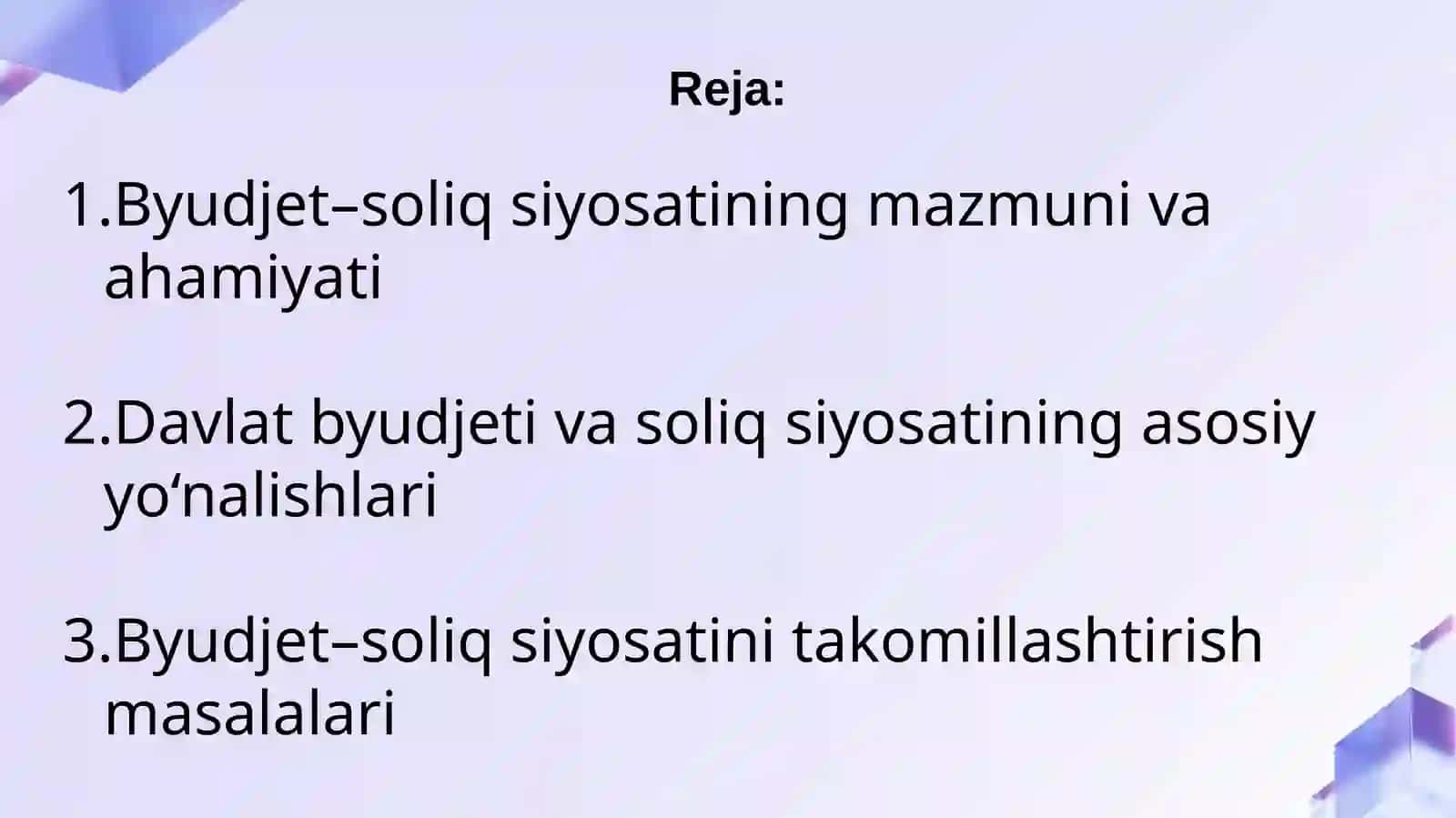 Byudjet–soliq siyosati 2
