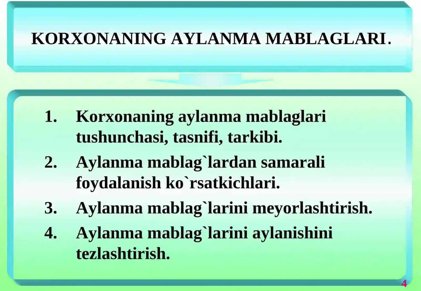 Korxonaning aylanma mablaglari 2