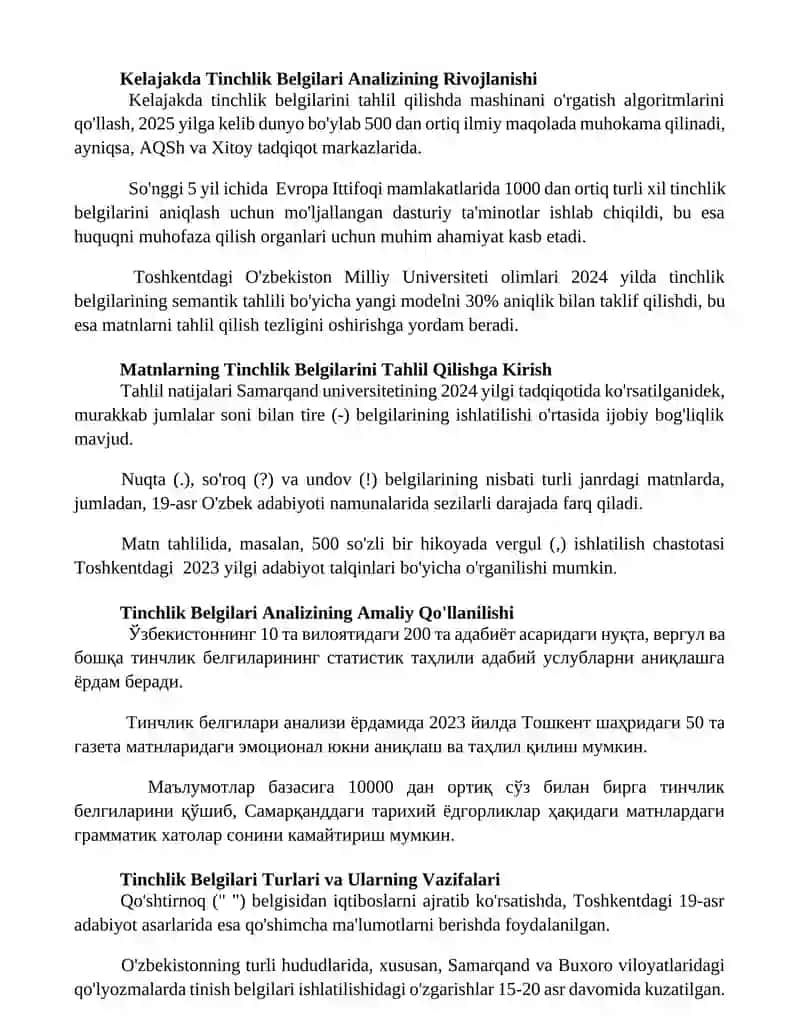 Matnlarni punktuatsion jihatdan tahlil qilish 2