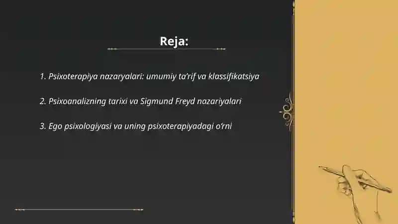 Psixoterapiya nazaryalari guruh terapiyasi va psixoanaliz 2