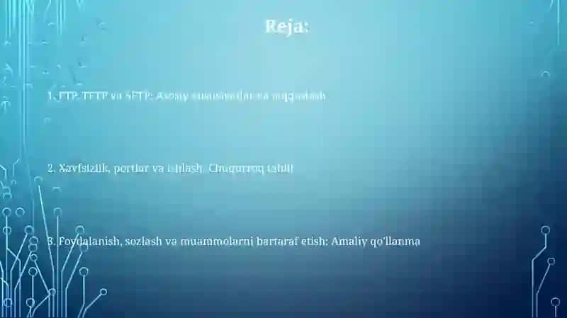 FTP TFTP va SFTP pratokollari 2