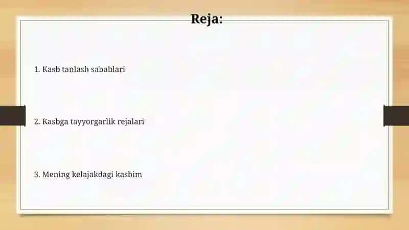 Kasbga tayyorgarlik rejalari 2