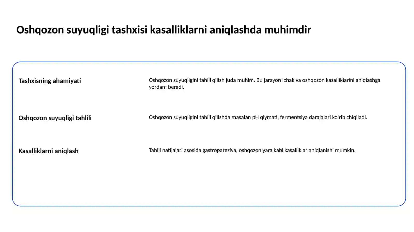Oshqozon suyuqligi tashxisining klinik ahamiyati 2