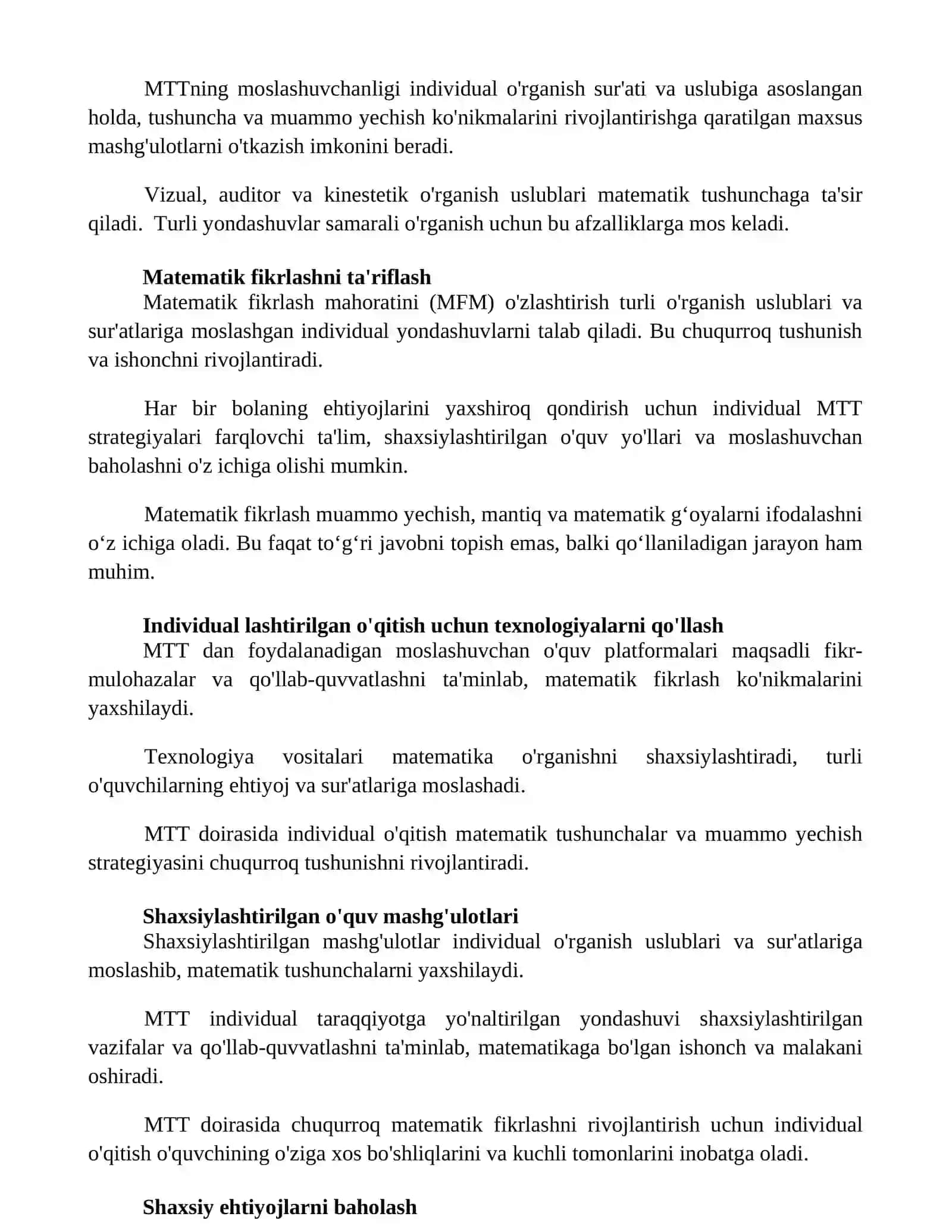 Metakognitsiyani MTTda rivojlantirish 2