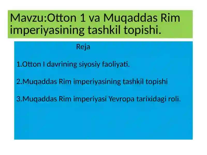 Muqaddas Rim imperiyasi haqida slayd 2
