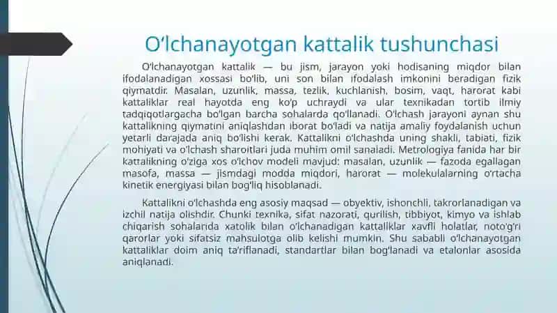 O‘lchanayotgan kattalikni ifodalash 2