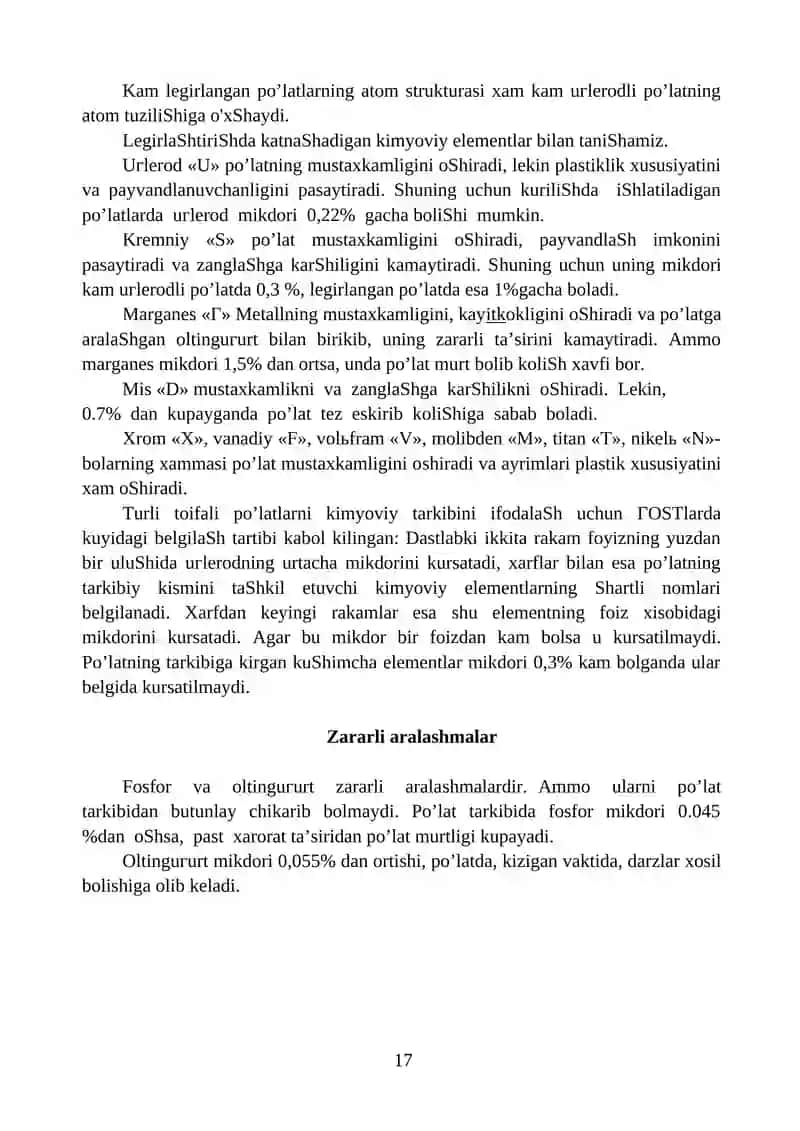 Po’lat metalli asosiy xususiyatlari 2