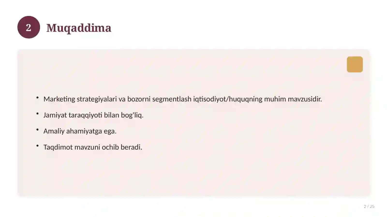 Marketing strategiyalari va bozorni segmentlash 2