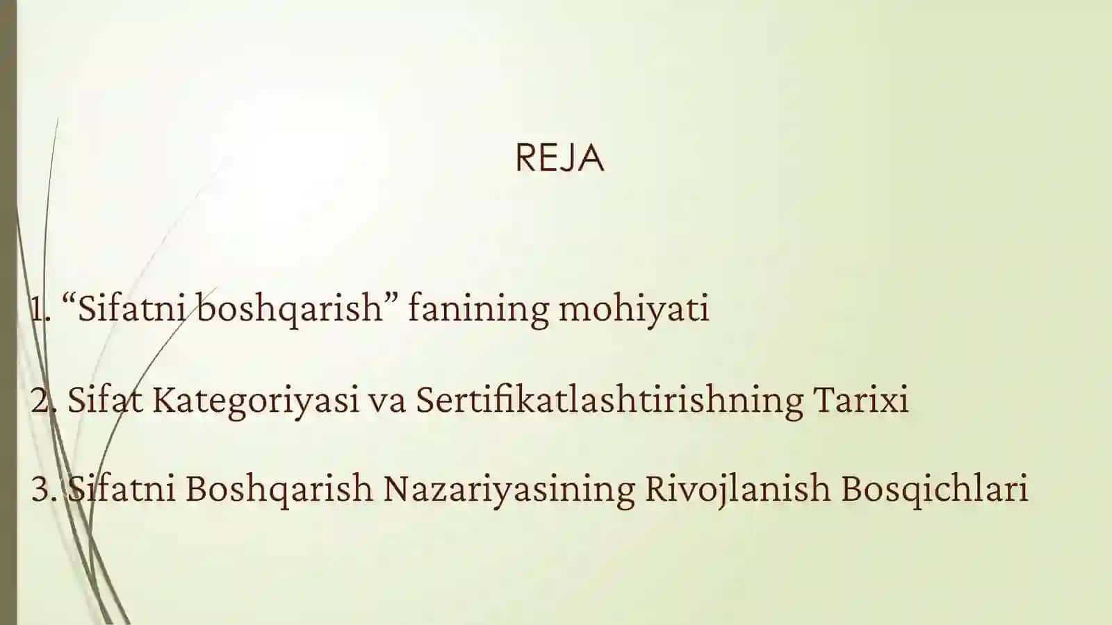 Sifatni Rejalashtirish Attestatsiyalash va Boshqarish 2